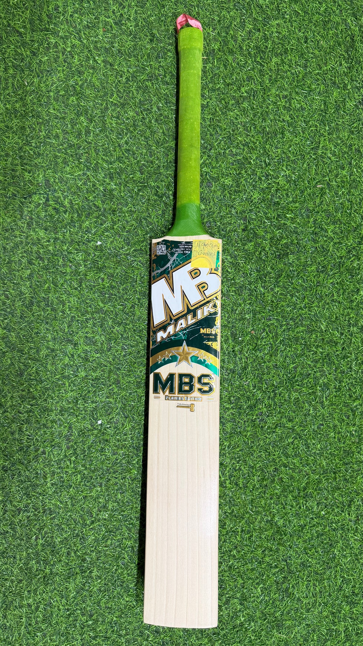 MB MALIK Players edition English Willow Cricket bat-1190g-7 Grains