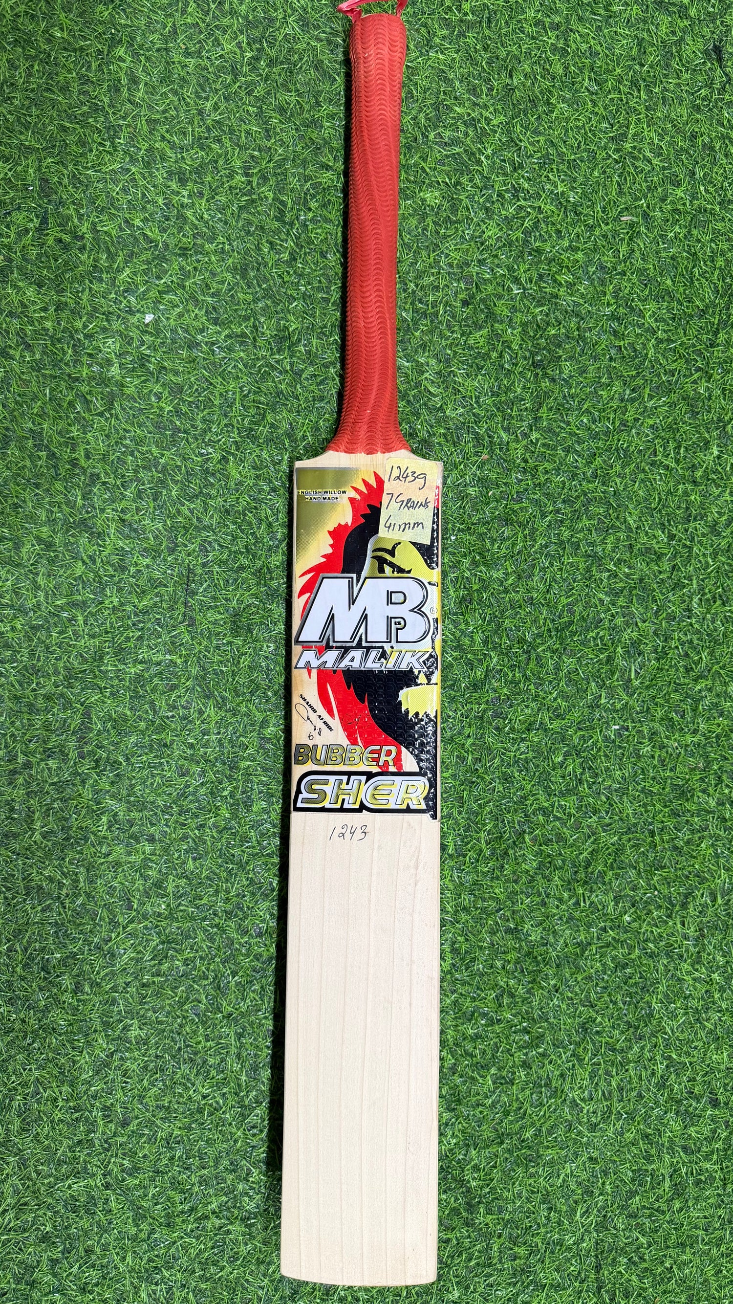 MB MALIK BUBBER SHER English Willow Cricket Bat -7 Grains-1243g