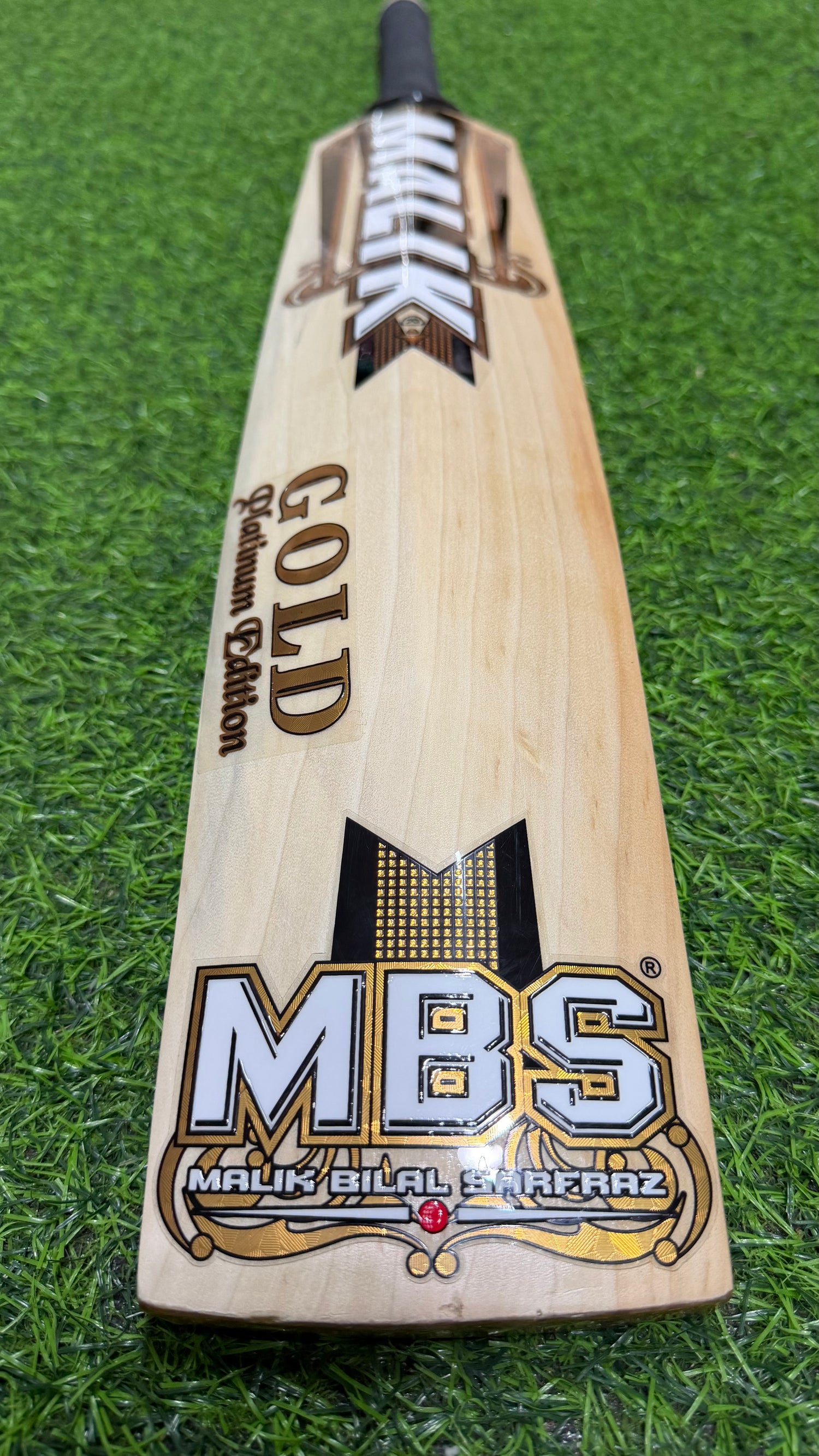 MB MALIK GOLD PLATINUM English Willow Cricket Bat-8 Grains -1243g