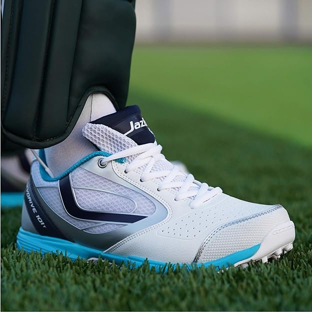 JAZBA SKYDRIVE 101T Men Cricket Shoes-White Teal