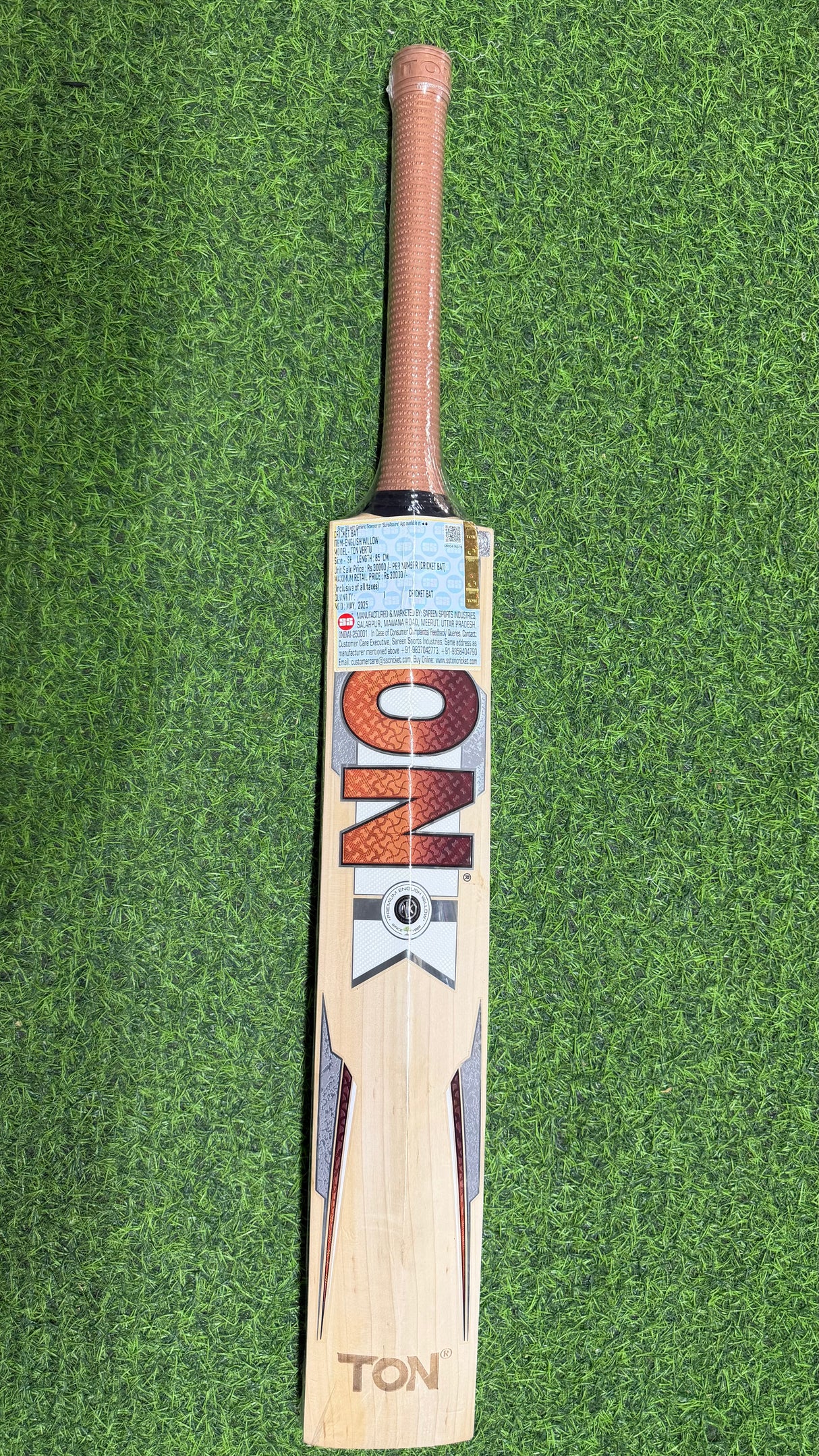 TON VERTU | English willow Cricket Bat - 8 Grains - 1200g