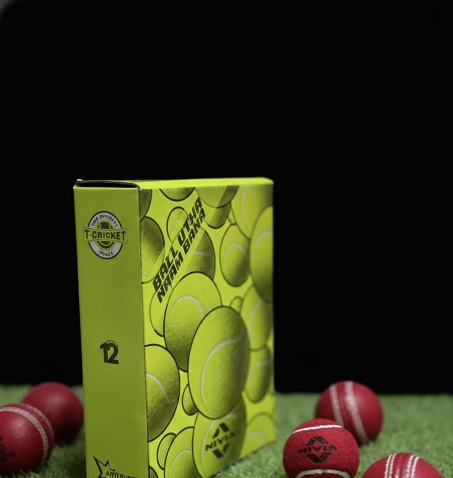 Nivia Hard Tennis Cricket Ball-Red- Pack of 12 Balls