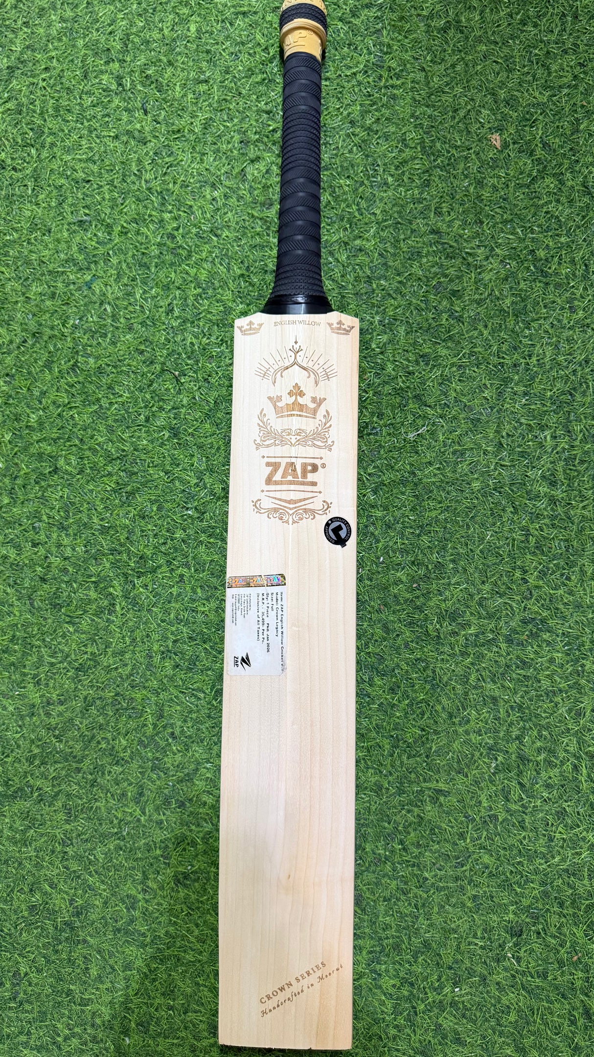 ZAP Crown Lagacy Premium English willow Cricket Bat - 12 Grains - 1115g