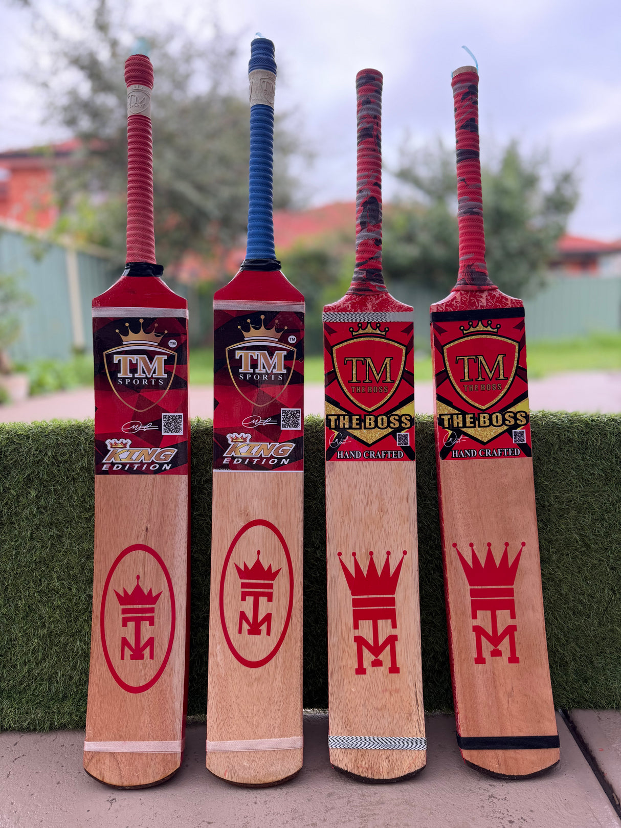 TM Tape-ball Soft Tennis cricket bat-Coconut Willow Grade 1 ( Red )