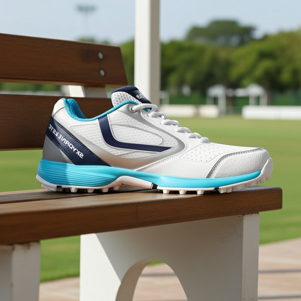 JAZBA SKYDRIVE 101T Men Cricket Shoes-White Teal