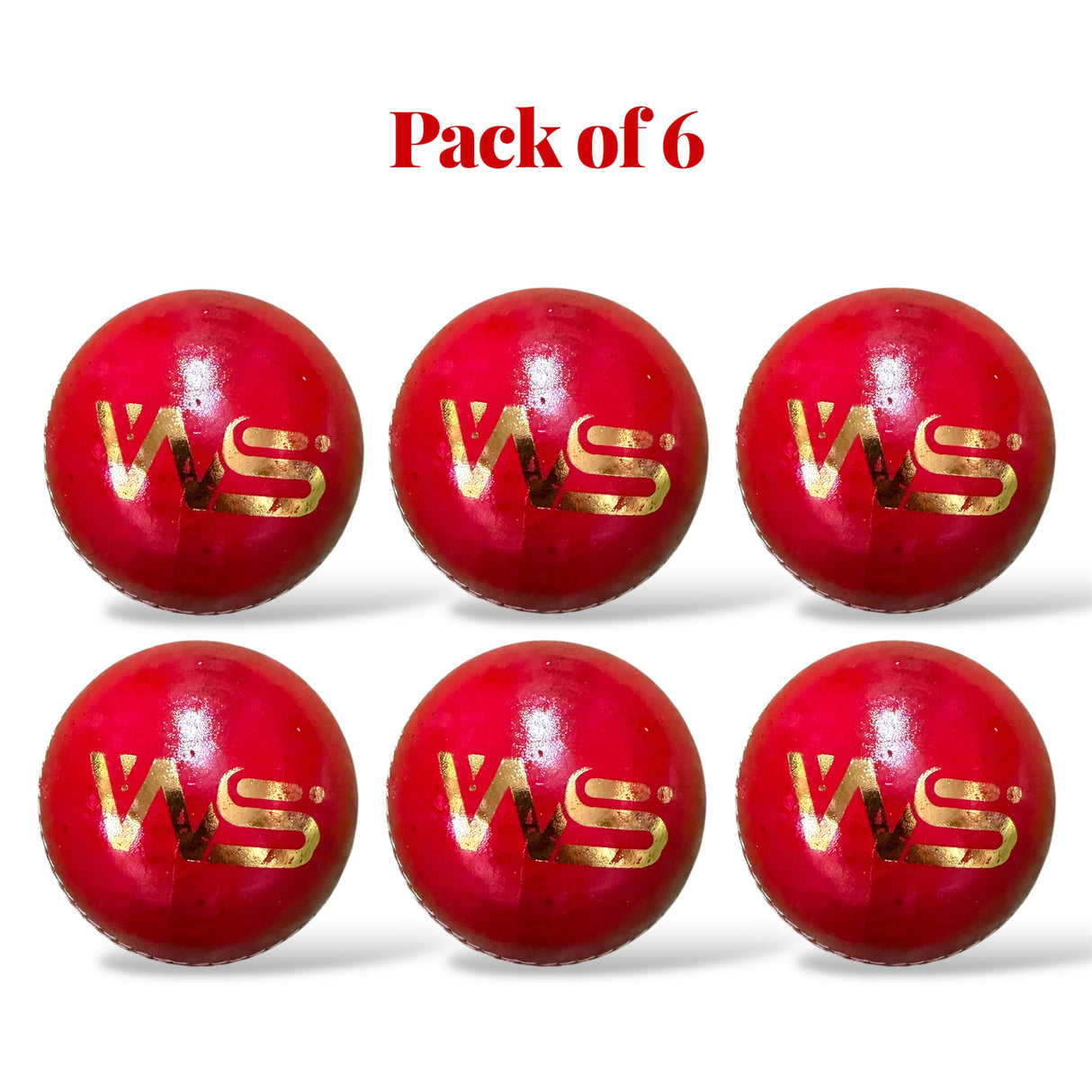 WS Junior cricket leather ball-4 Piece- 142g / RED -Pack of 6