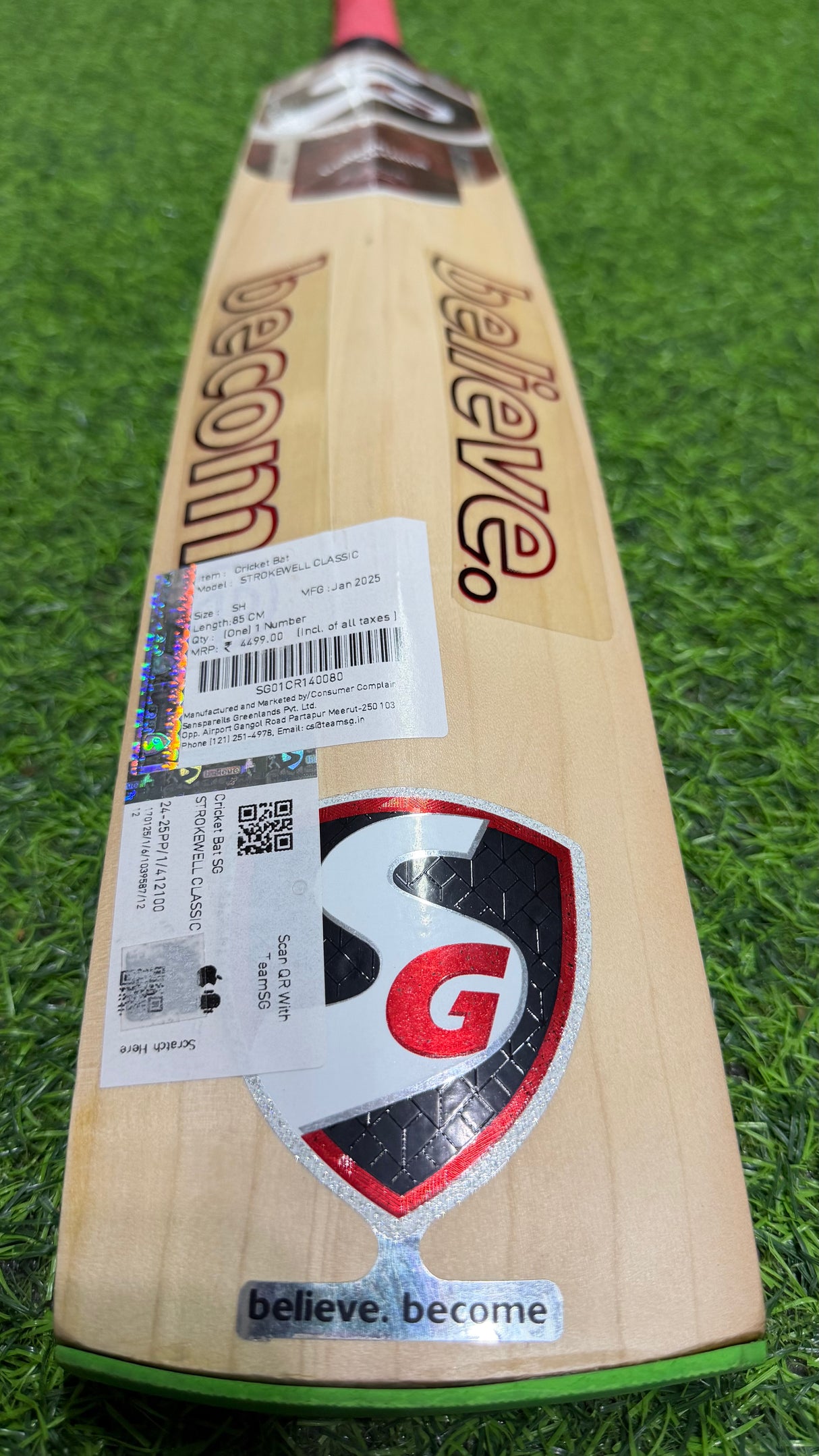 SG Strokewell Classic Kashmir willow Cricket Bat -9 Grains-1208g