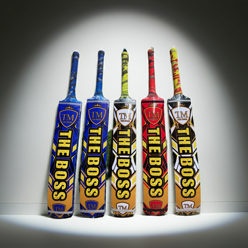 TM The Boss Tape-ball Soft Tennis cricket bat-Coconut Willow Grade 1 (Blue )
