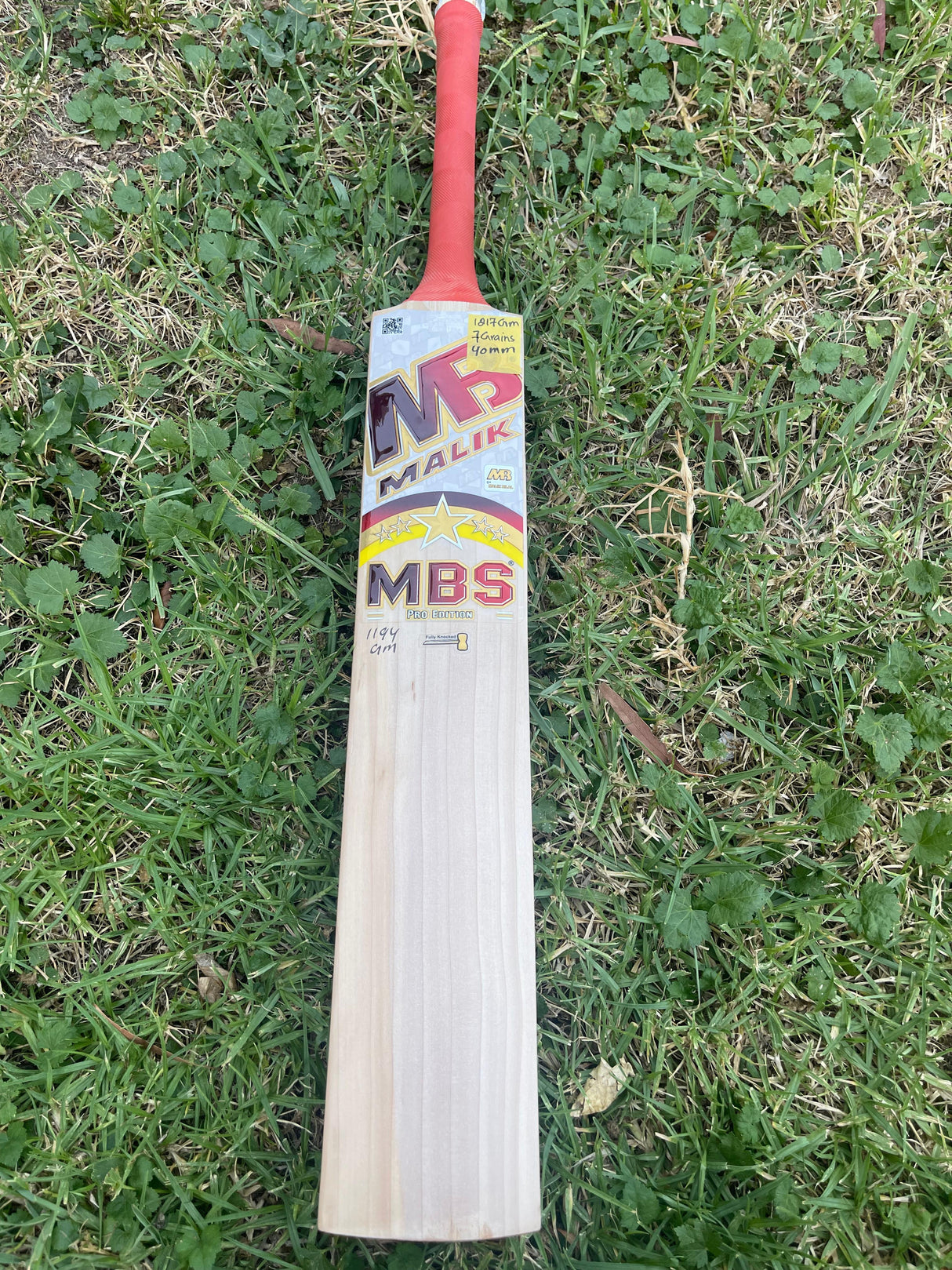 MALIK MBS Pro Edition-Grade 2 English Willow Cricket Bat-7 GRAINS-1217g