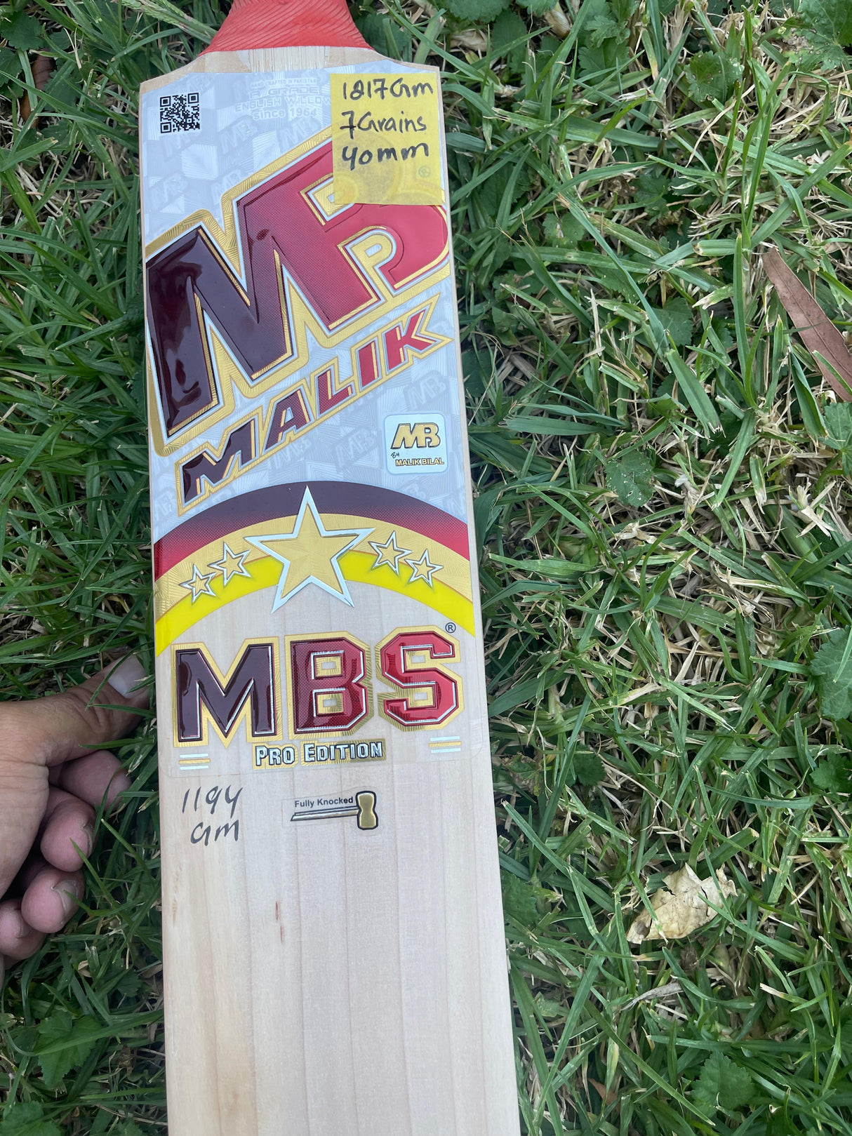 MALIK MBS PRO EDITION ENGLISH WILLOW CRICKET BAT-7 GRAINS-1217g