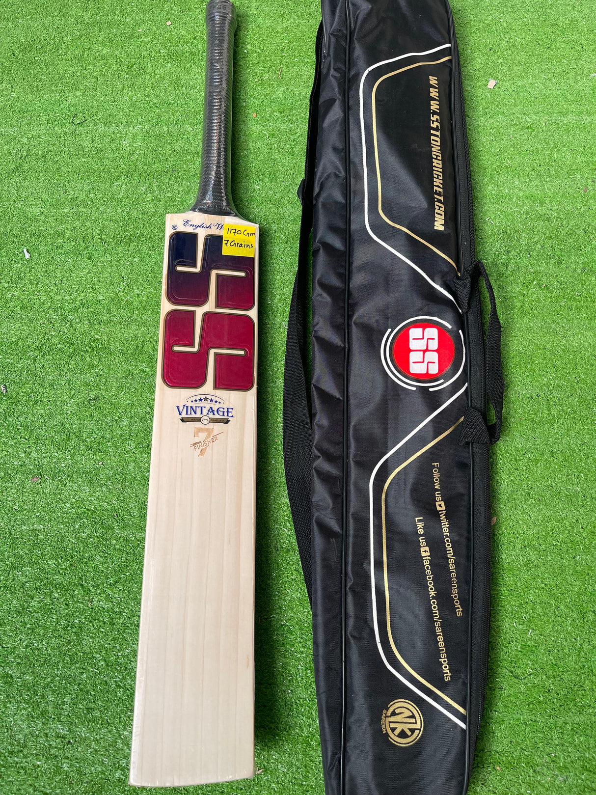 SS VINTAGE 7 Finisher Premium English willow Cricket Bat - 7 Grains - 1170g