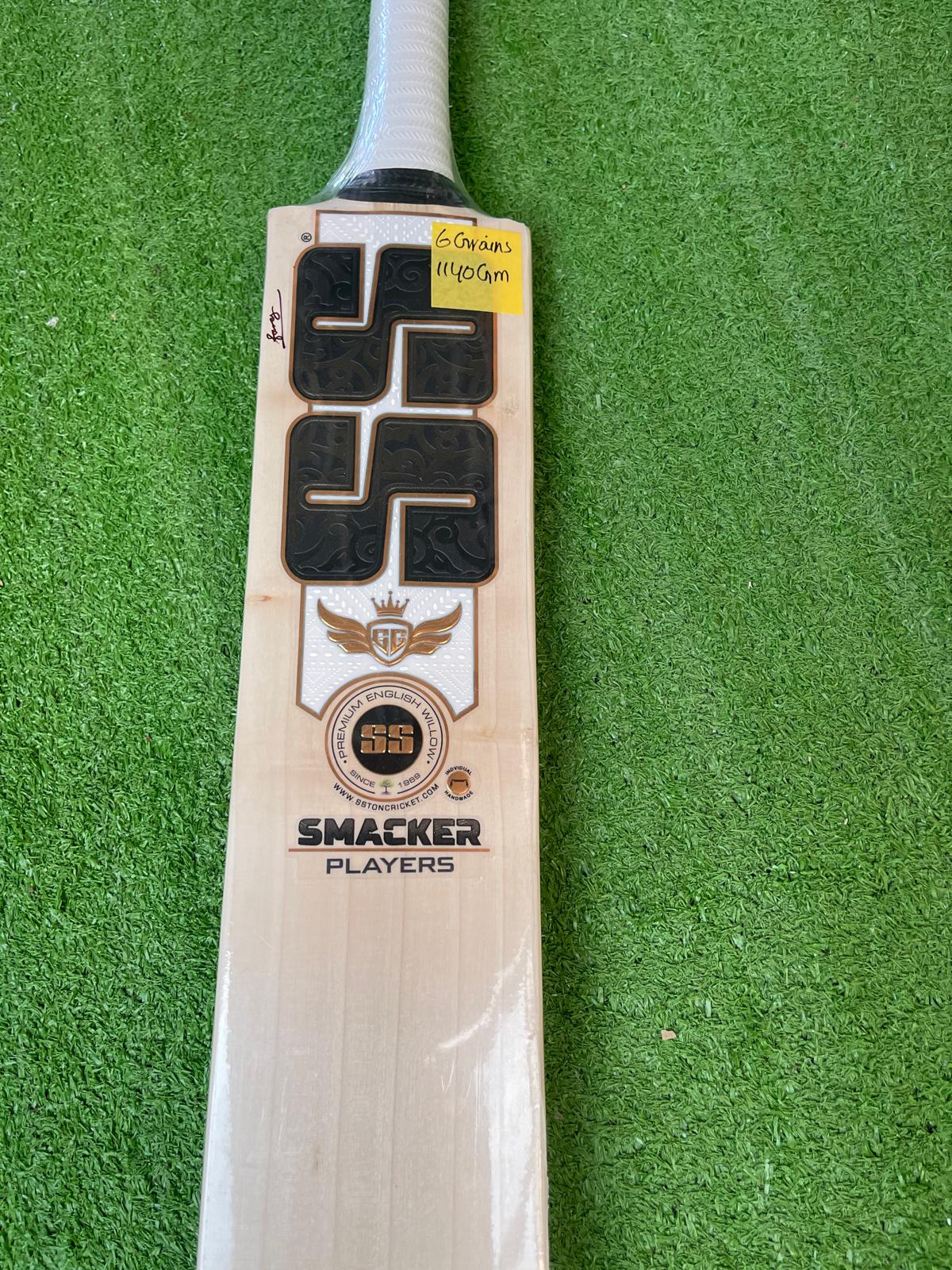 SS SMACKER PLAYERS Premium English willow Cricket Bat - 6 Grains - 1140G