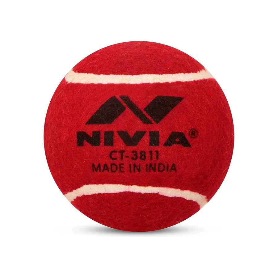 Nivia Hard Tennis Cricket Ball-Red- Pack of 12 Balls