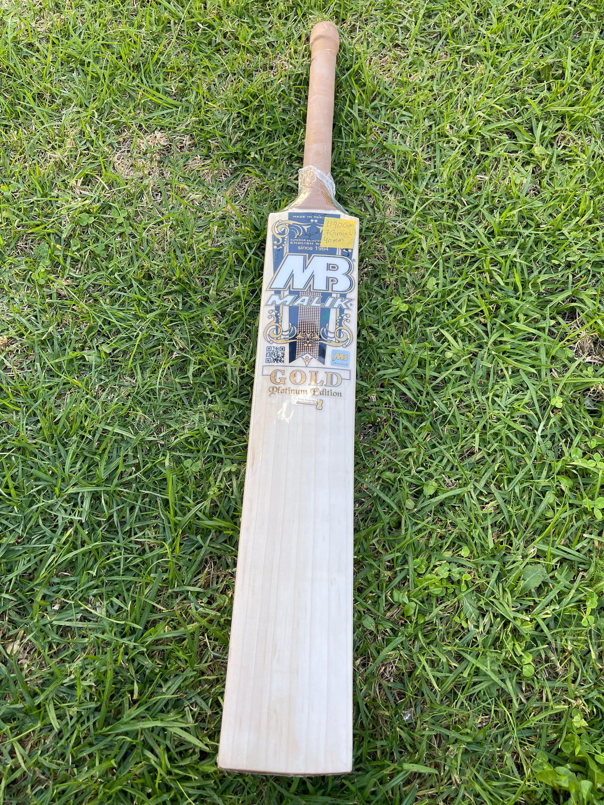 MB MALIK GOLD PLATINUM English Willow Cricket bat-7 GRAINS-1190g