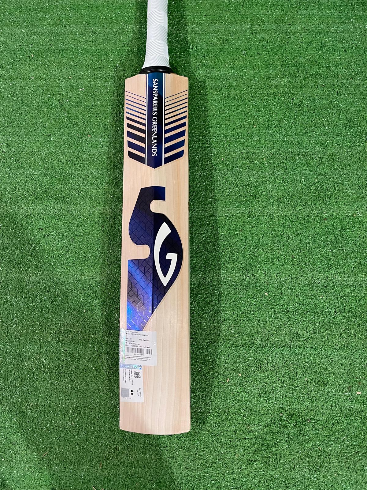SG Tripple Crown Classic English willow Cricket Bat - 12 Grains - 1170g