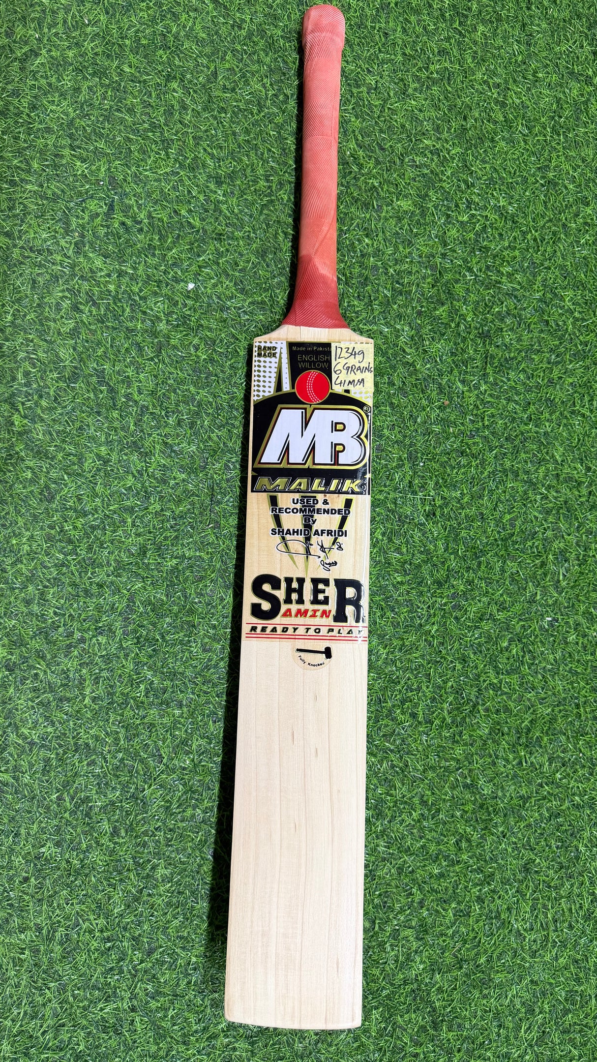 MB MALIK SHER AMIN English Willow Cricket bat-6 Grains-1234g