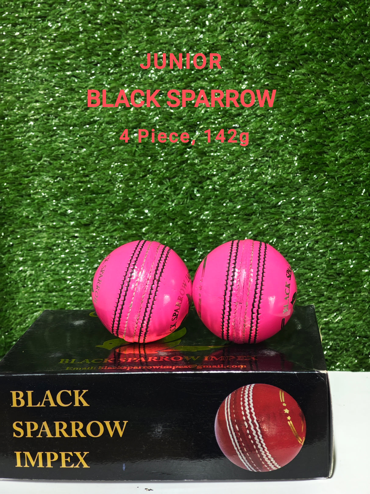 Black Sparrow- Junior cricket leather ball-4 Piece- 142g-Pack of 6