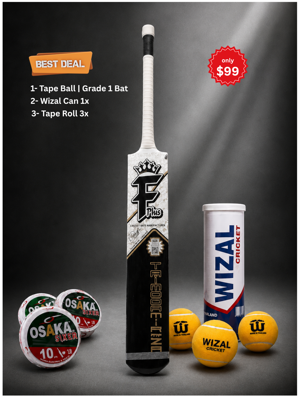 Tape Ball Cricket Set- Bat/Balls/Tapes