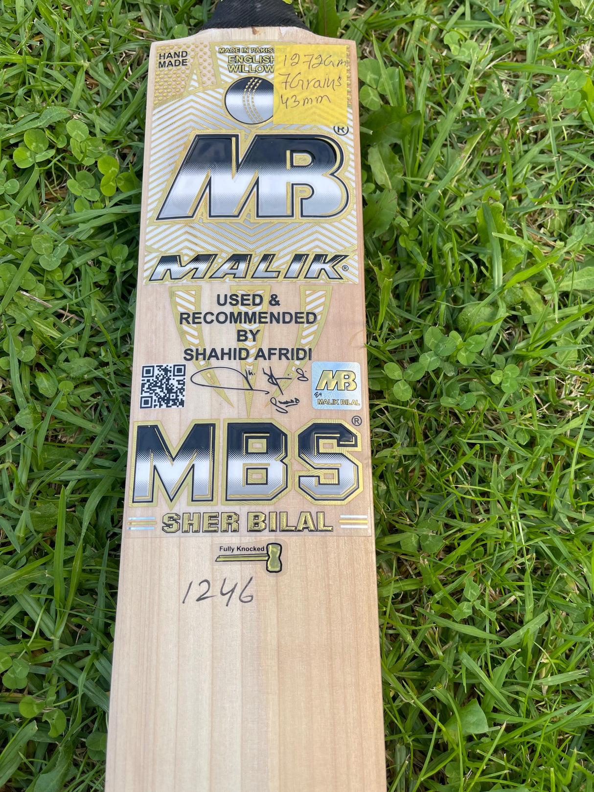 MBS SHER BILAL English Willow Cricket bat-7 GRAINS-1272g