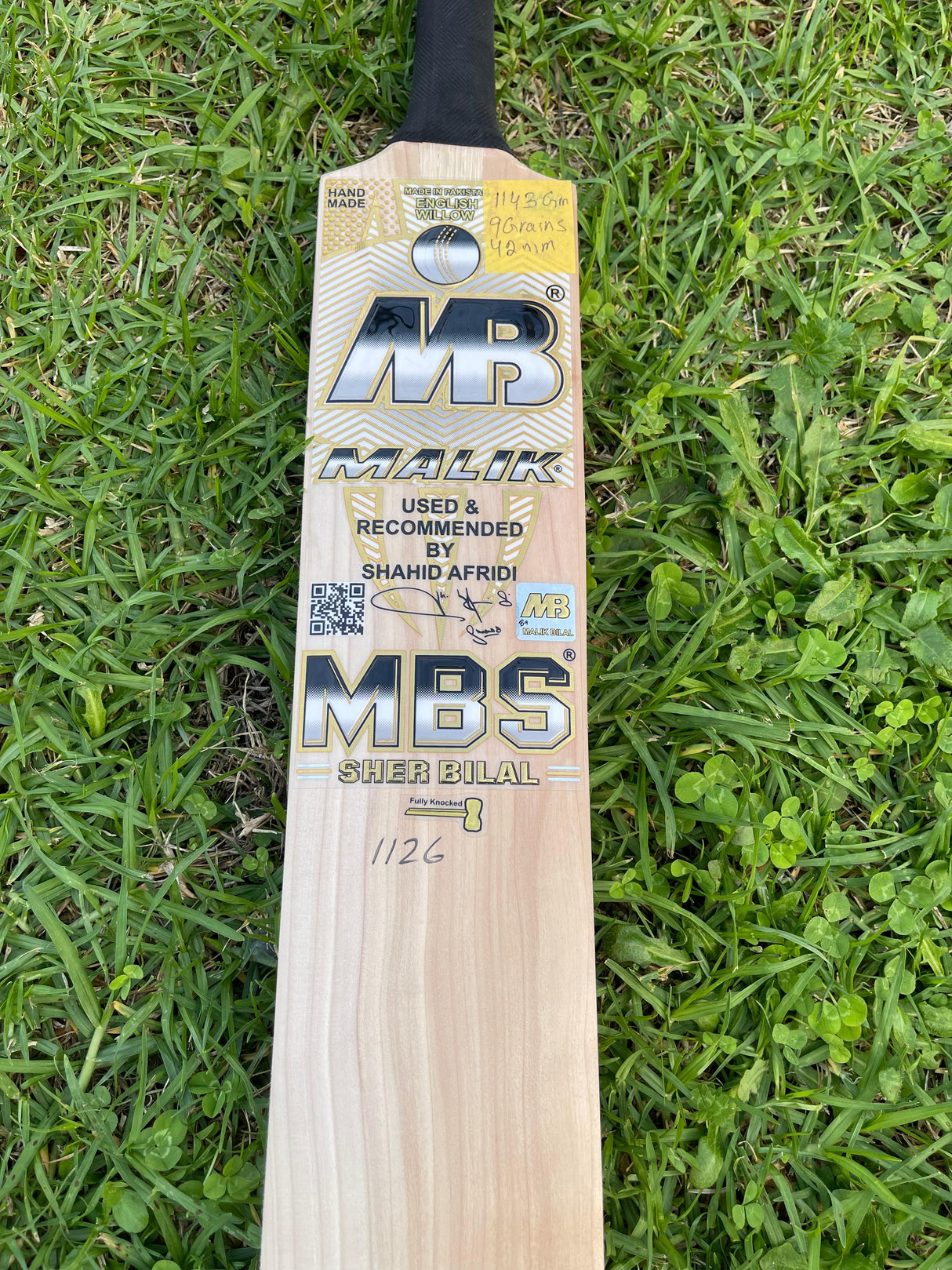 MBS SHER BILAL  English Willow Cricket bat-9 GRAINS-1143g