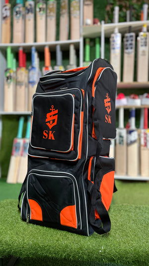 SK Cricket Duffle Wheelie kit Bag - Black/ Orange