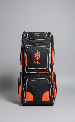 SK Cricket Duffle Wheelie kit Bag - Black/ Orange