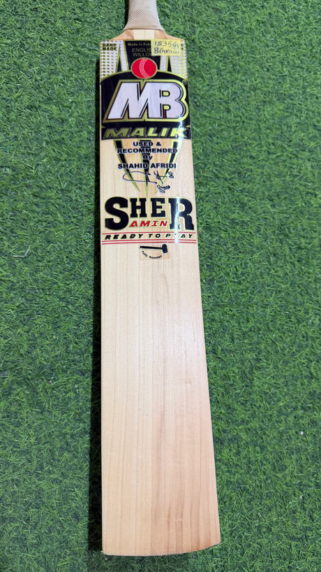 MB MALIK SHER AMIN English Willow Cricket Bat MB Malik -1235g - 08 Grains