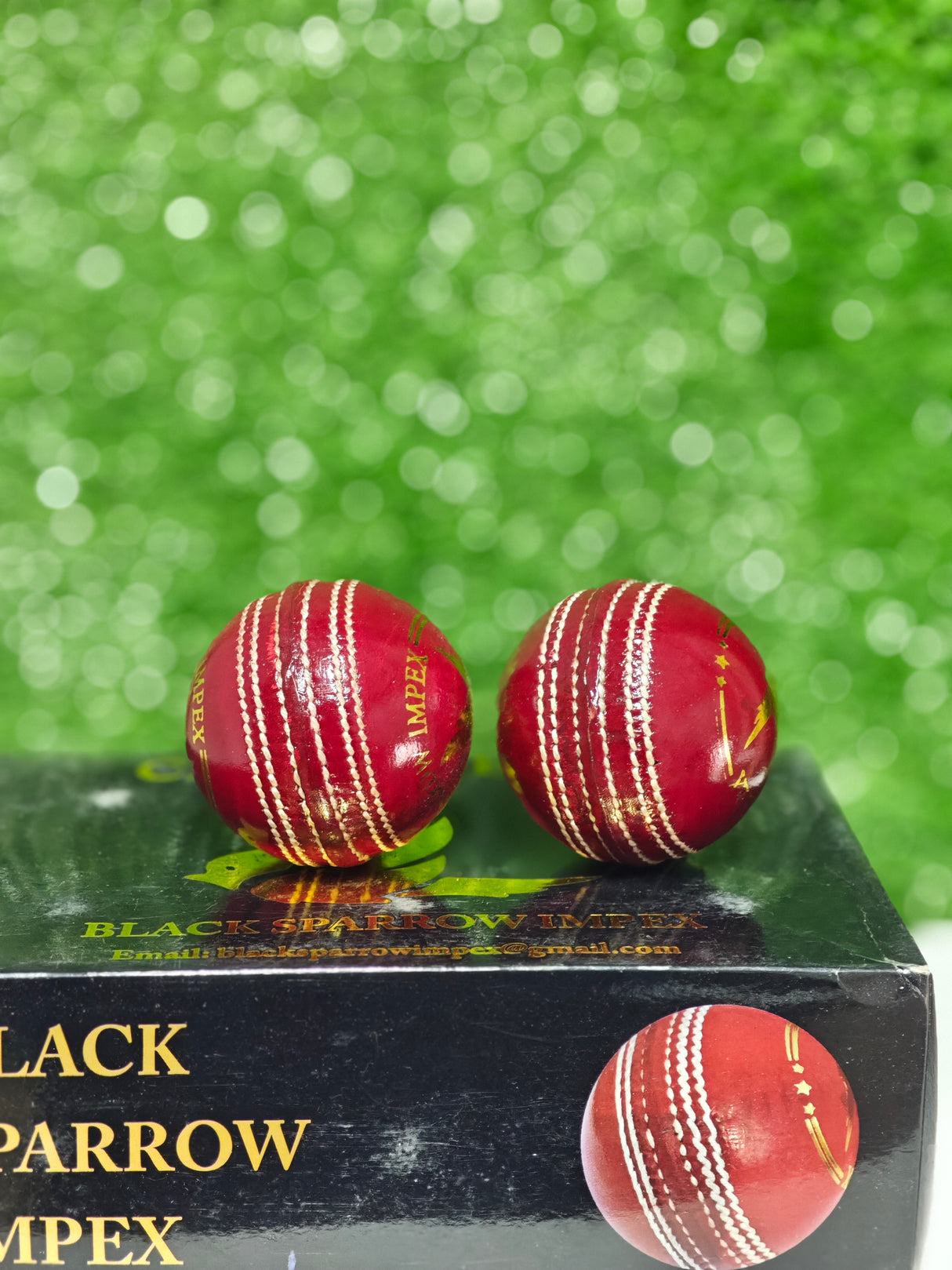Black Sparrow- Junior cricket leather ball-2 Piece- 135g-Pack of 6-RED