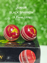 Black Sparrow- Junior cricket leather ball-2 Piece- 135g-Pack of 6-RED