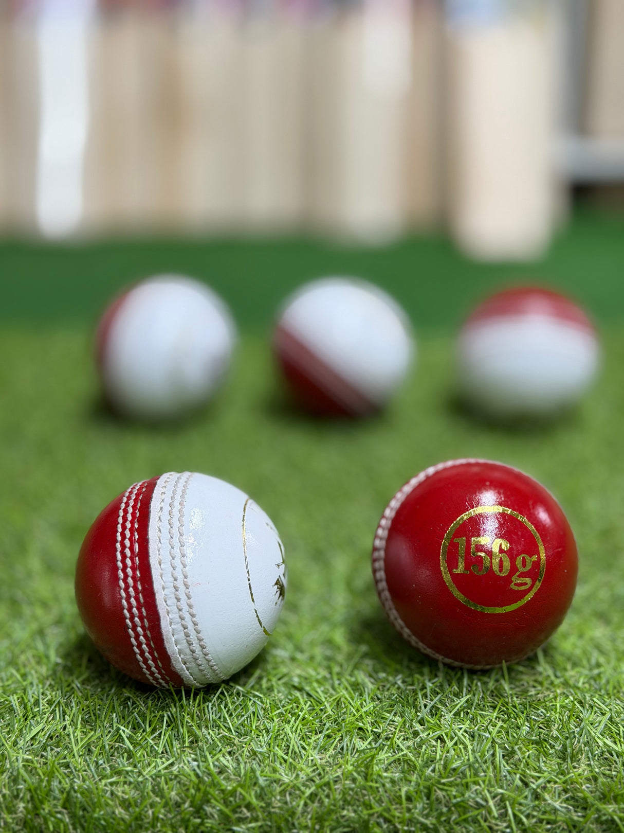 SK- Senior cricket leather ball-2 Piece- 156g-Pack of 6 Balls-Red/ white