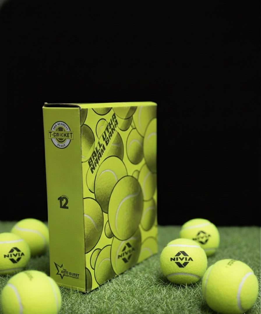 Nivia Hard Tennis Cricket Ball Green - Pack of 12 balls