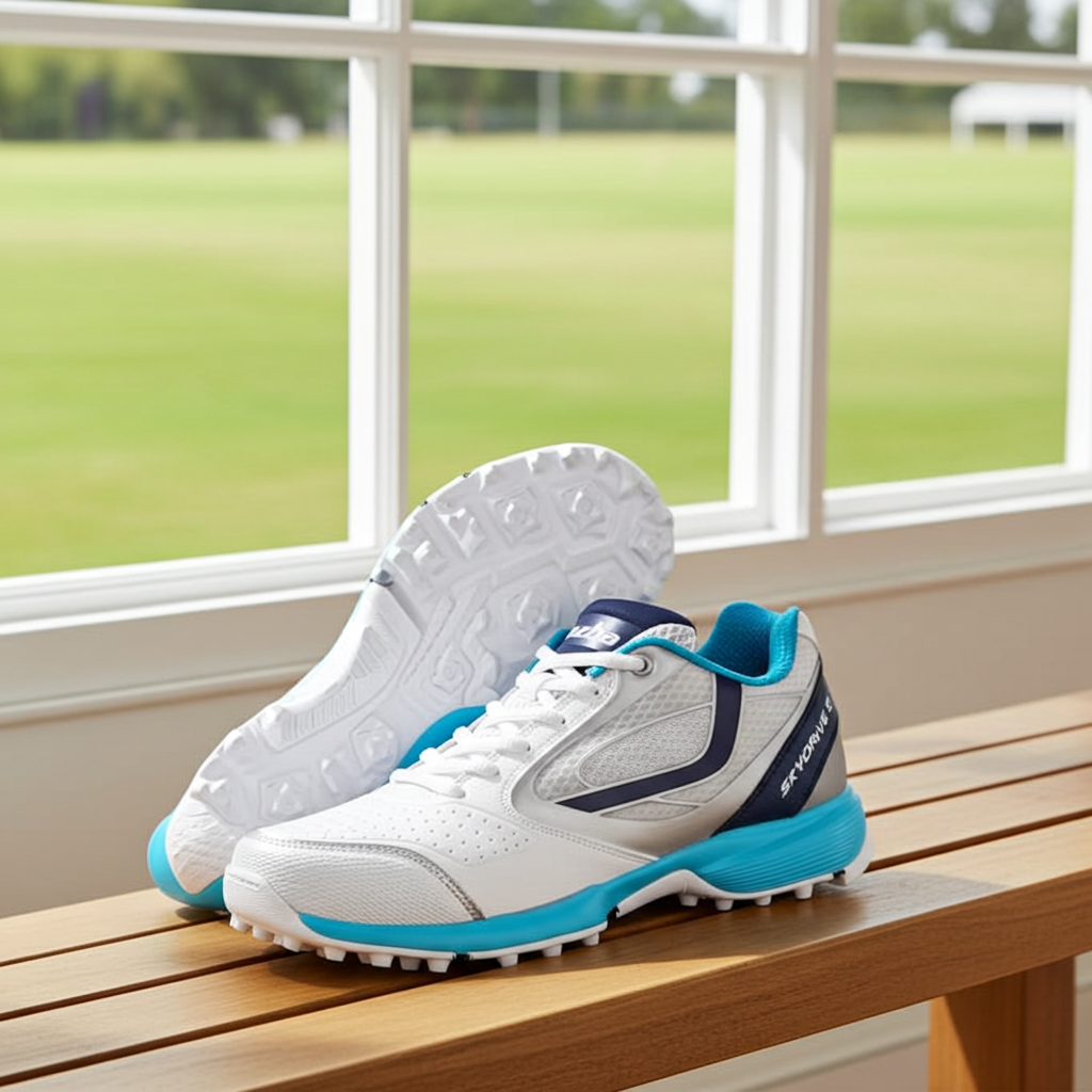 JAZBA SKYDRIVE 101T Men Cricket Shoes-White Teal