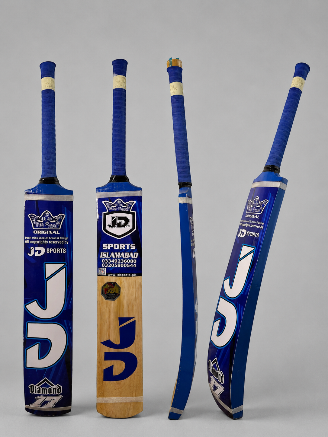 JD Tape Ball Soft Tennis Cricket Bat-Coconut Willow Grade 1 | Blue