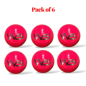 WS Junior cricket leather ball-4 Piece- 142g / Pink-Pack of 6