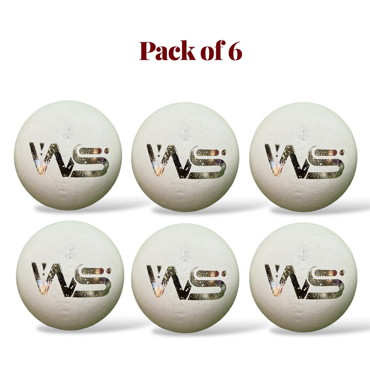 WS Junior cricket leather ball-4 Piece- 142g / White -Pack of 6
