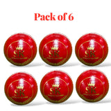 SK Senior cricket leather ball- 2 Piece-156g-Red -Pack of 6