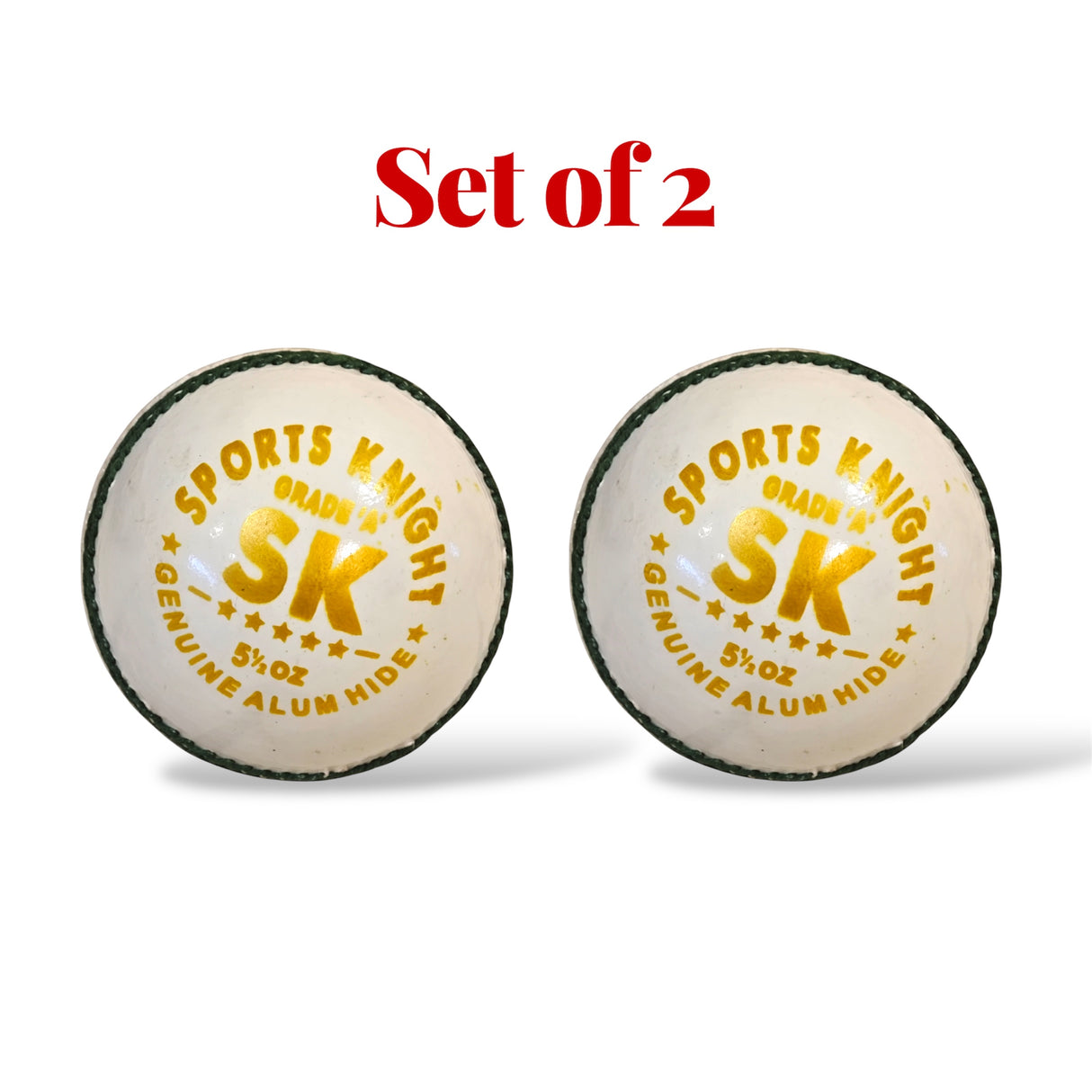SK Test Special Cricket leather ball - White 2-Piece-156g-Set of 2 Balls