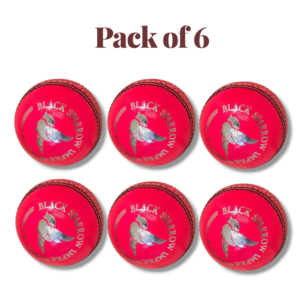 Black Sparrow-Junior cricket leather ball-4 Piece- 142g-Pink-Pack of 6