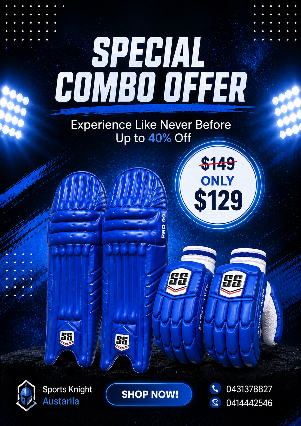 SS Cricket Batting Pads & Gloves - Combo Offer