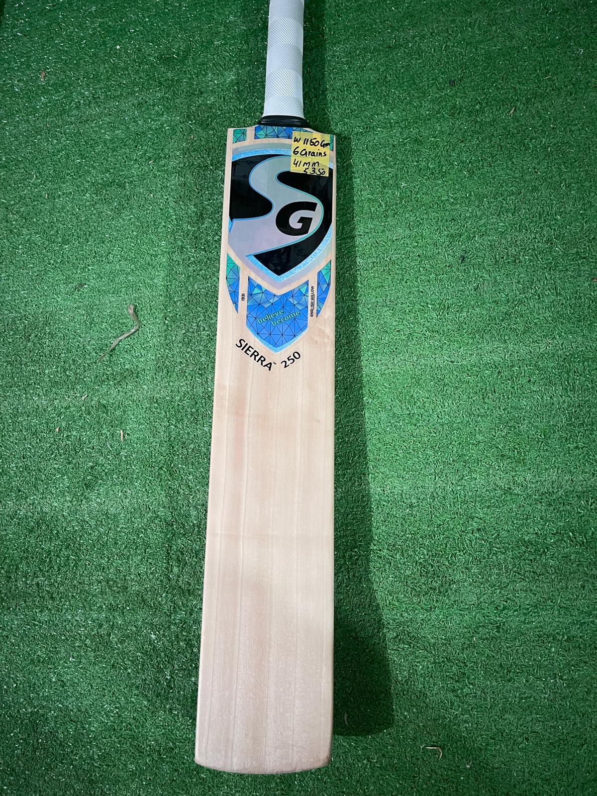 SG Sierra 250 English willow Cricket Bat - 6 Grains - 1150g