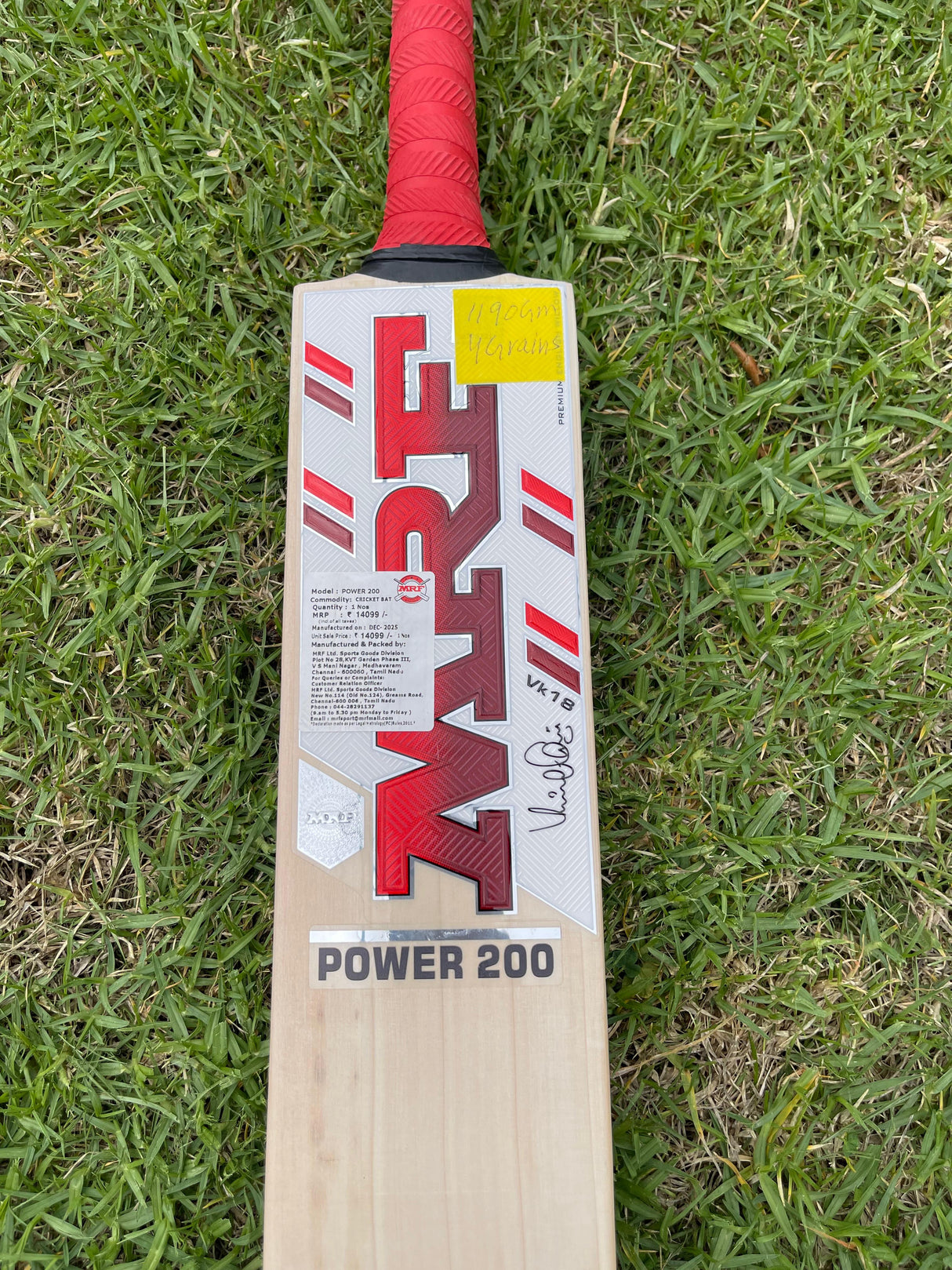 MRF Power 200 English Willow Cricket Bat -4 Grains / 1190g -2.7 lb