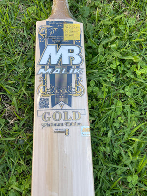 MB MALIK GOLD PLATINUM ENGLISH WILLOW CRICKET BAT-8 GRAINS-1243g