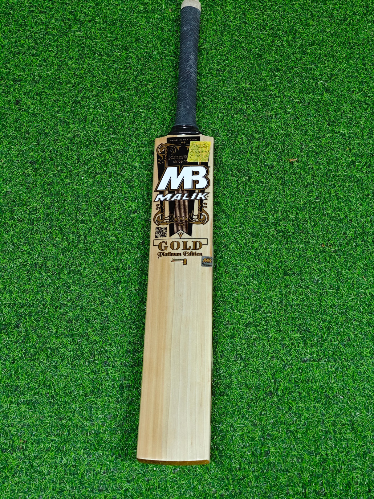 MB MALIK GOLD PLATINUM ENGLISH WILLOW CRICKET BAT-8 GRAINS-1243g