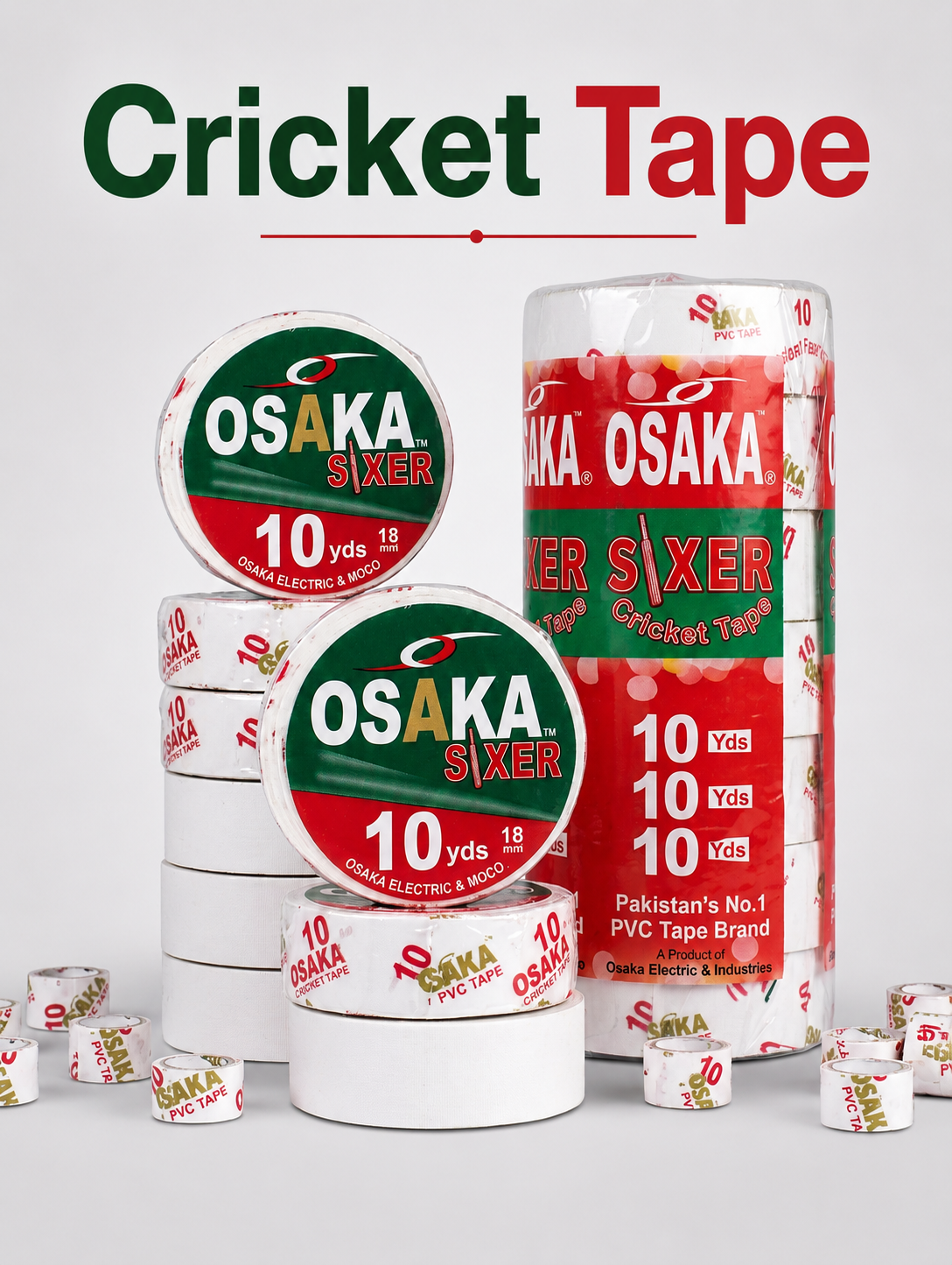 Tape Rolls for Tape Ball Cricket Balls – Pack of 10 - White